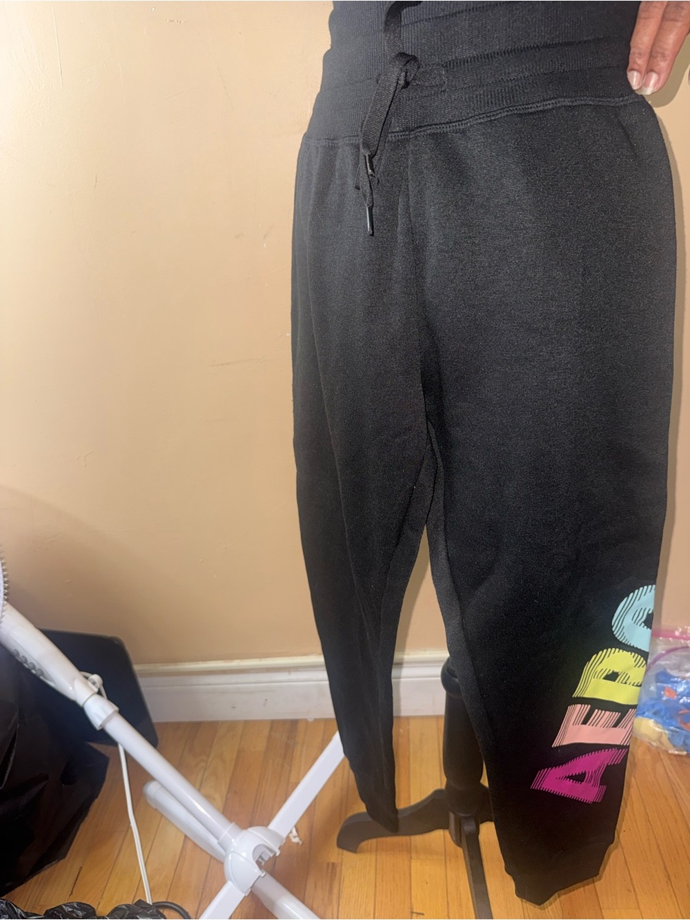 Aeropostale Black Track Joggers with Multicolor Logo